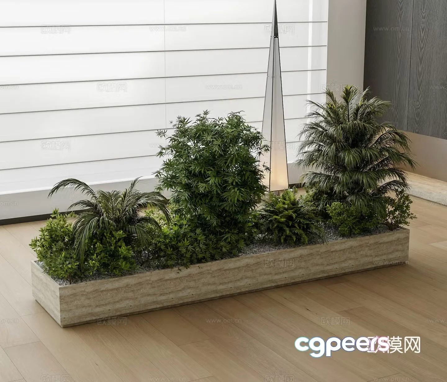 Modern plant pile green plants potted plants bonsai floor lamp 3d model