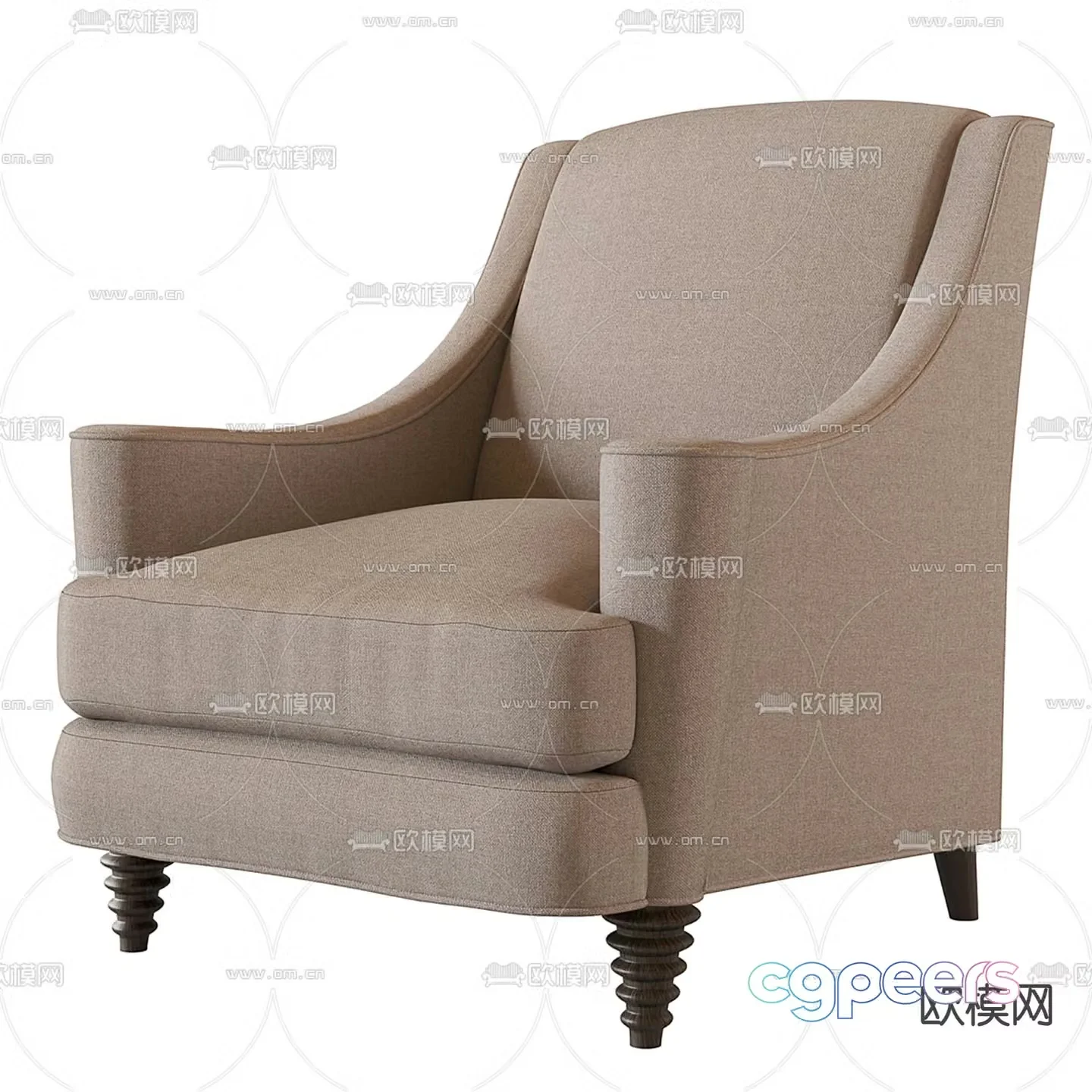 Simple European single sofa 3d model