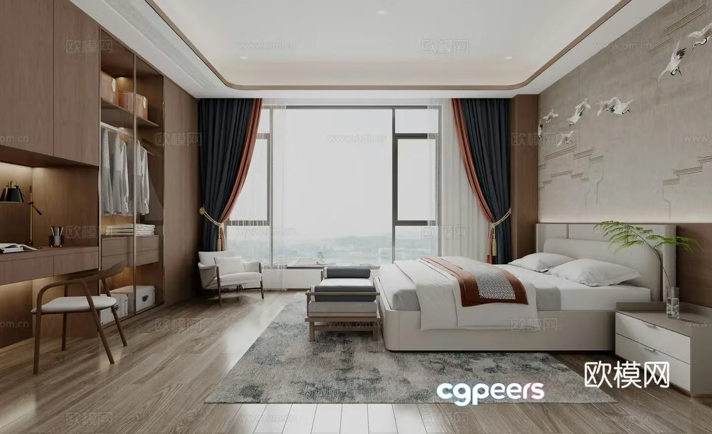 New Chinese bedroom 3D model