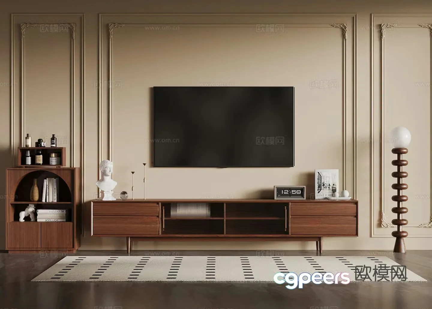 05 TV cabinet French medieval style TV cabinet 3D model