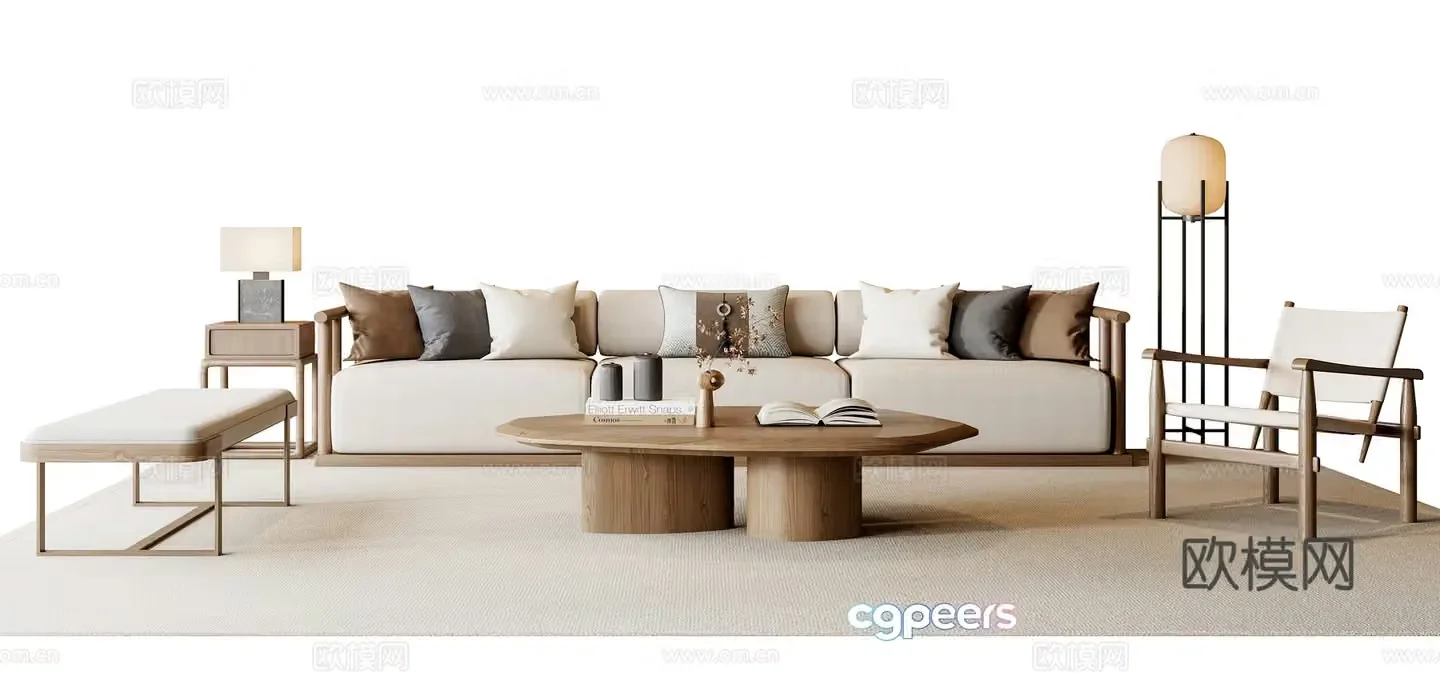 New Chinese sofa coffee table combination 3D model