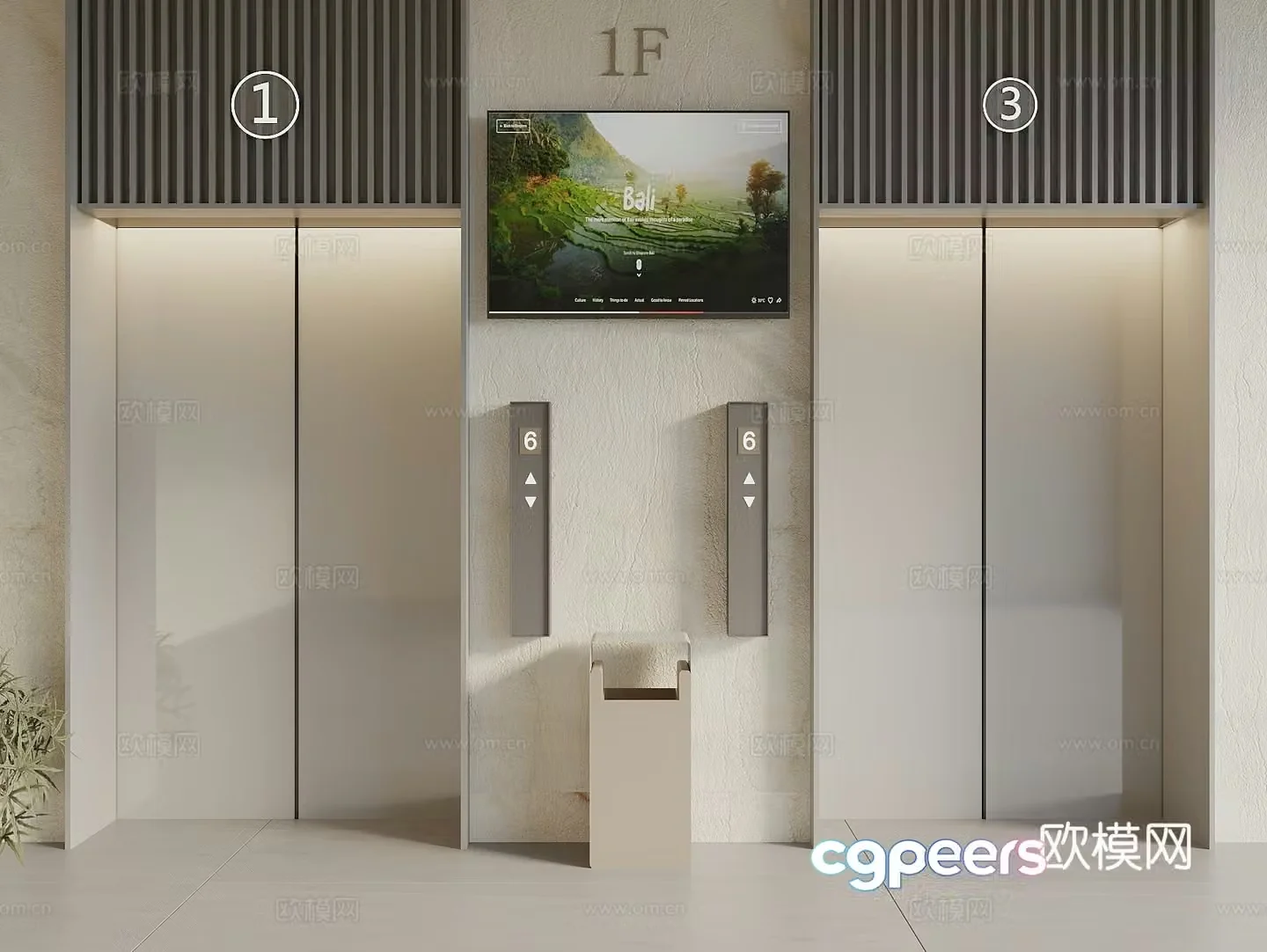 Modern elevator hall Elevator hall Shopping mall elevator Hotel elevator Office elevator 3D model