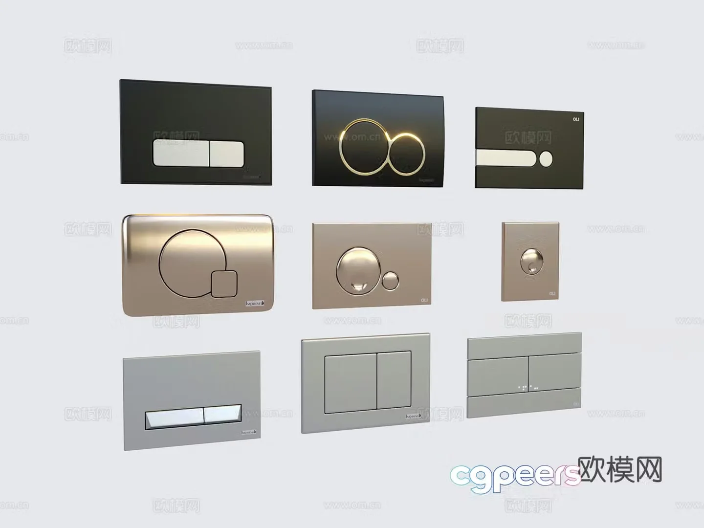 Modern toilet flush button bathroom accessories bathroom supplies 3d model