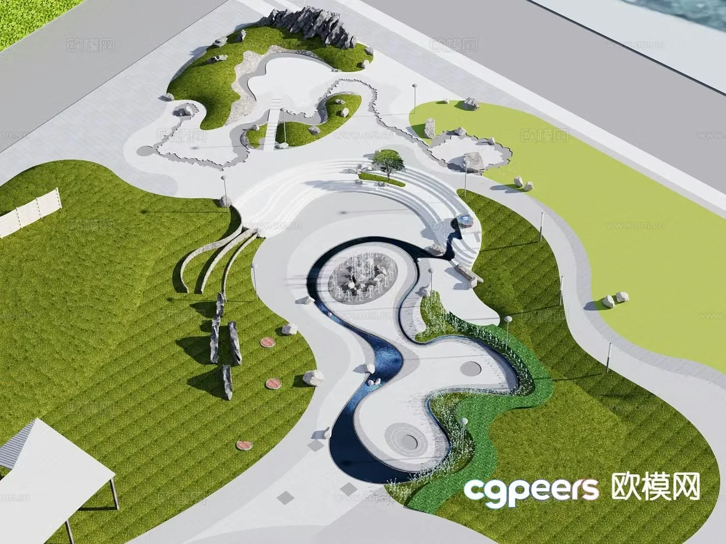 pocket park garden landscape 3d model