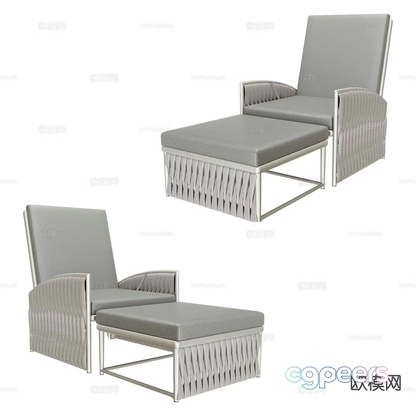 Sifas lounge chair footrest 3d model