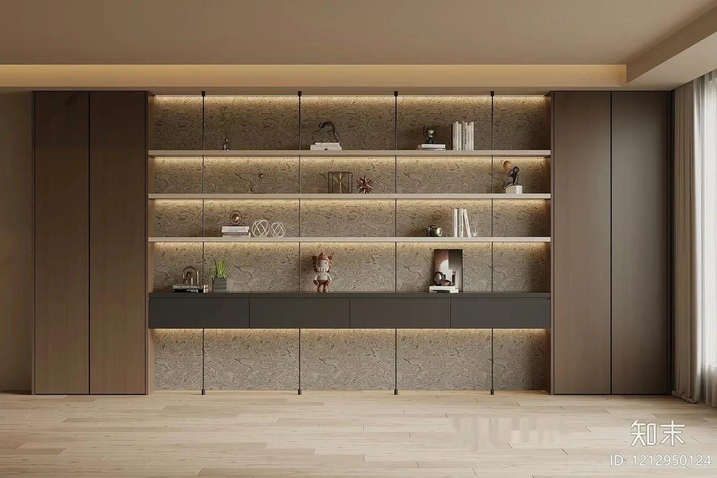 Modern Bookshelf 3D Model – 4443 – VRAY Render