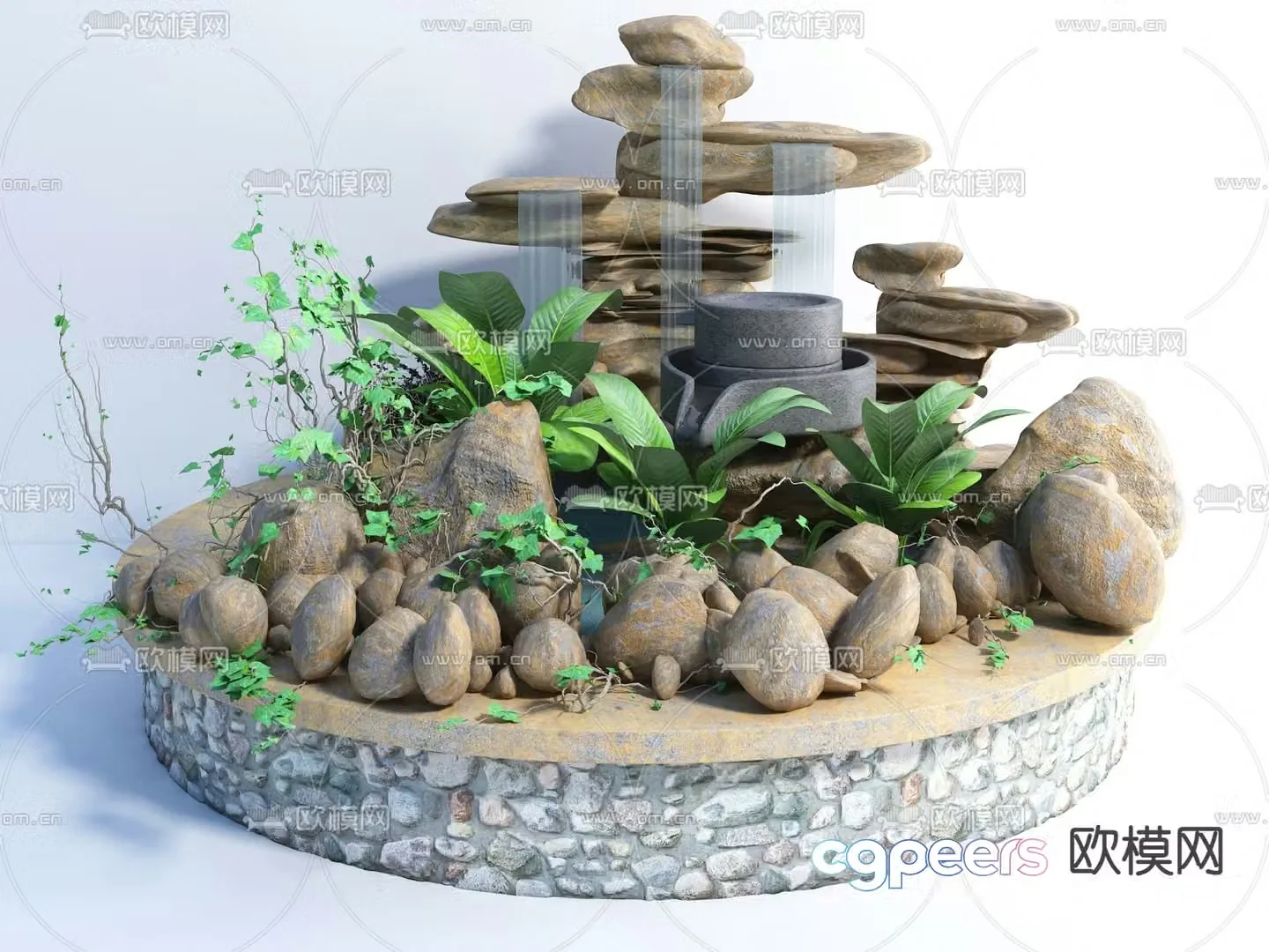 Rockery flowing water flowing water bowl landscape stone 3D model