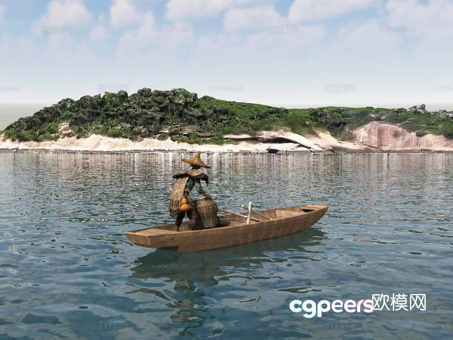 Island Island Island Fisherman Fishing Boat Seawater 3d Model
