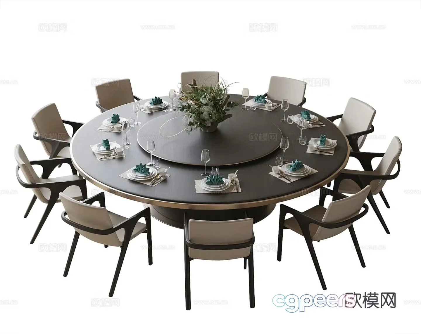 Modern box dining table and chairs large dining table and chairs 3d model