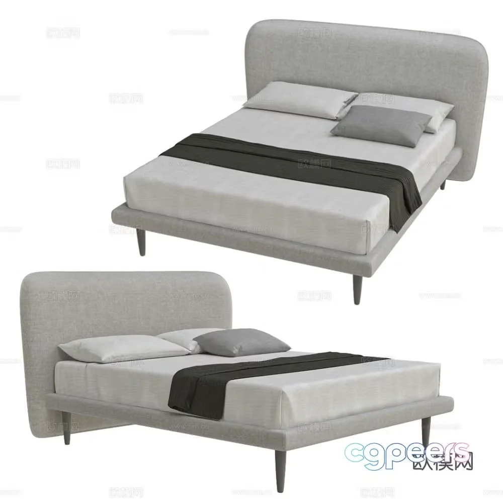 Modern double bed 3d model