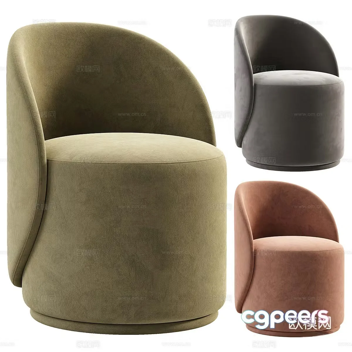 Modern Italian Loreen fabric stool 3D model