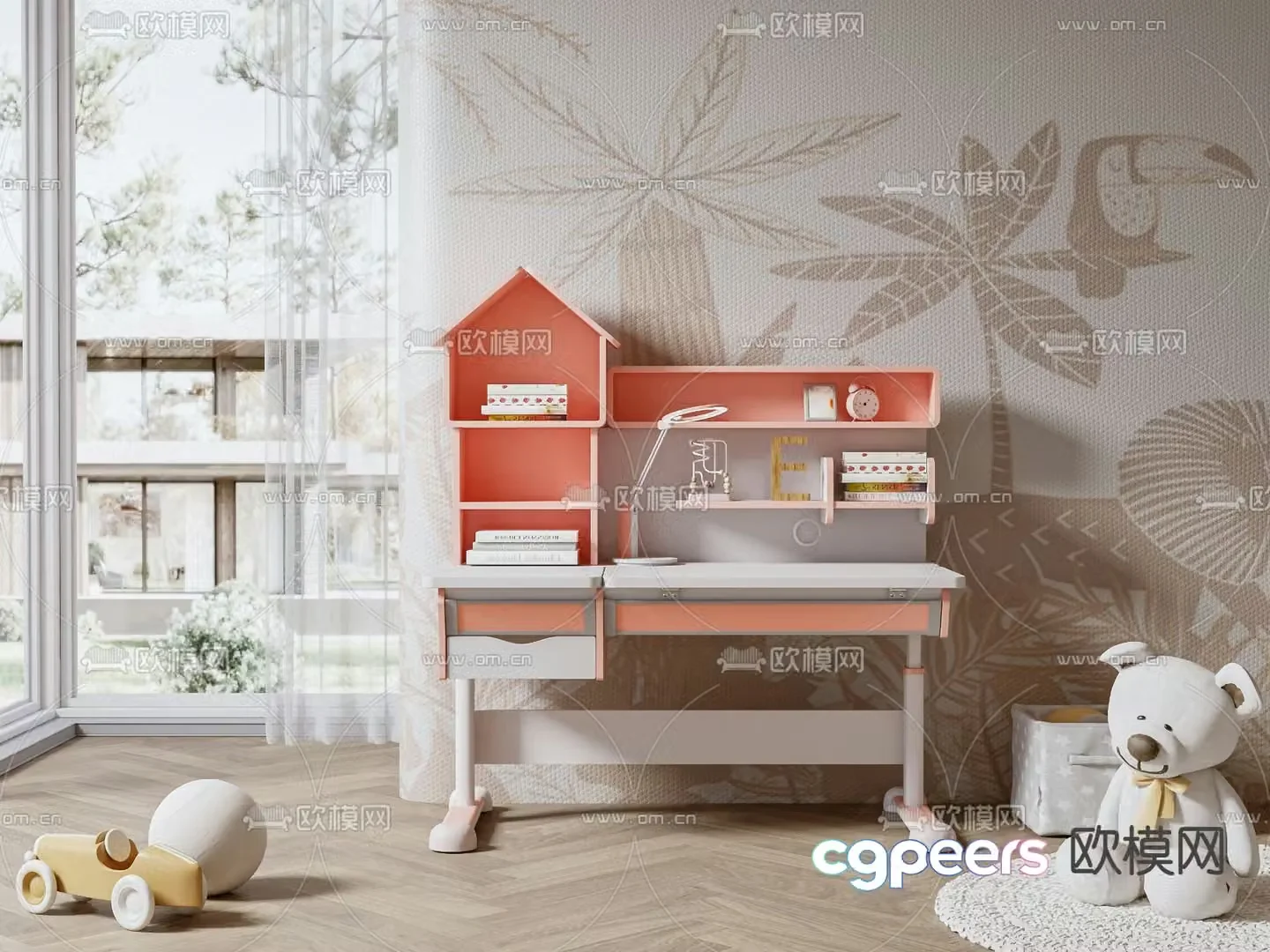 Modern children’s study table 3d model