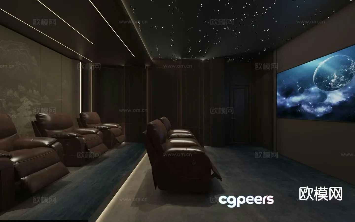 New Chinese style video room home theater 3d model