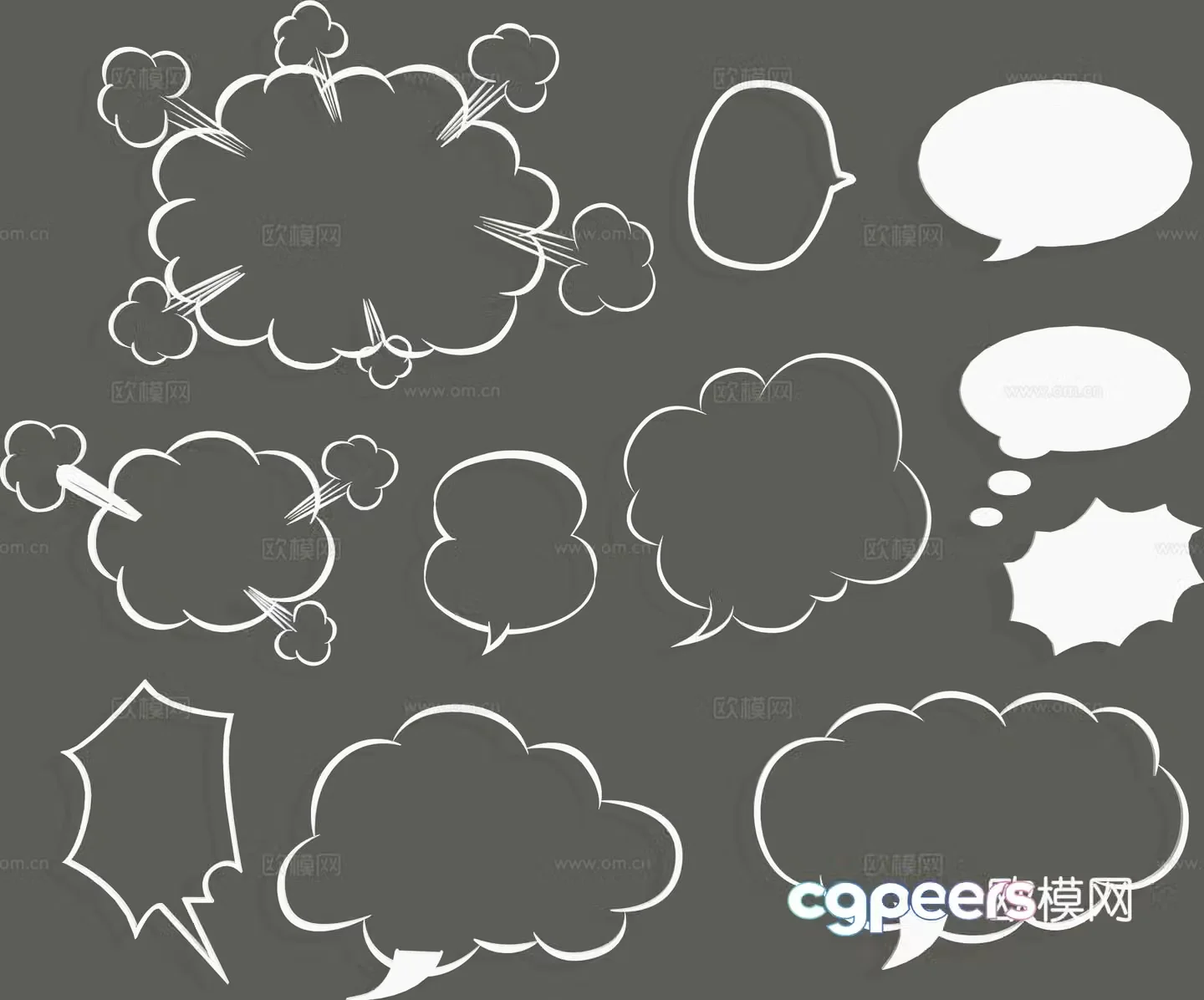 Comic dialog box anime wall decoration icon chat box 3d model