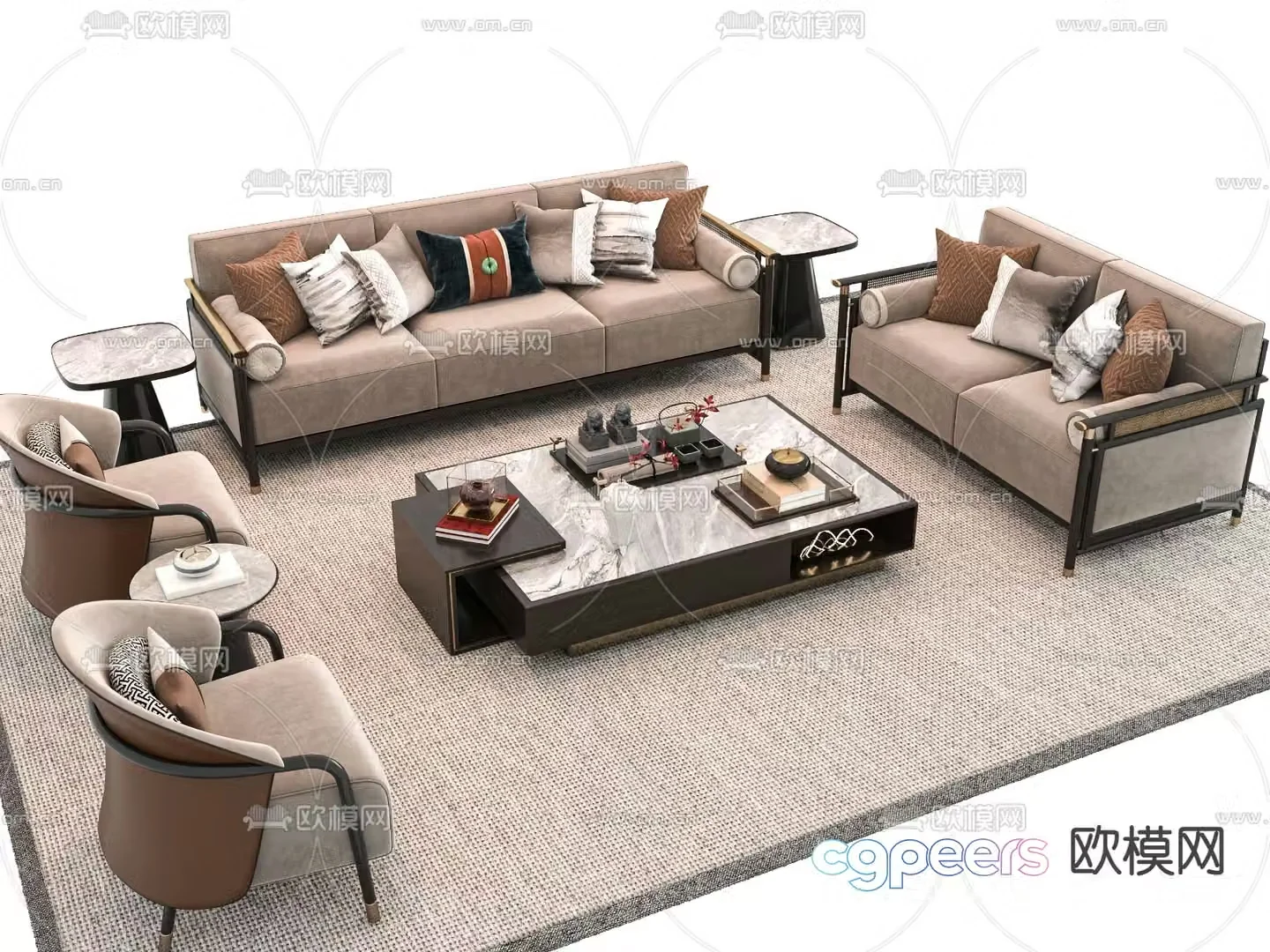 New Chinese style sofa coffee table 3d model