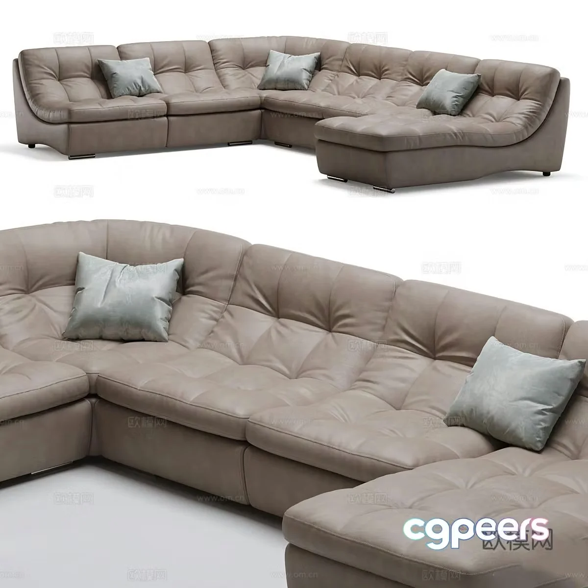 Modern Italian Relax Leather Sofa 3D Model