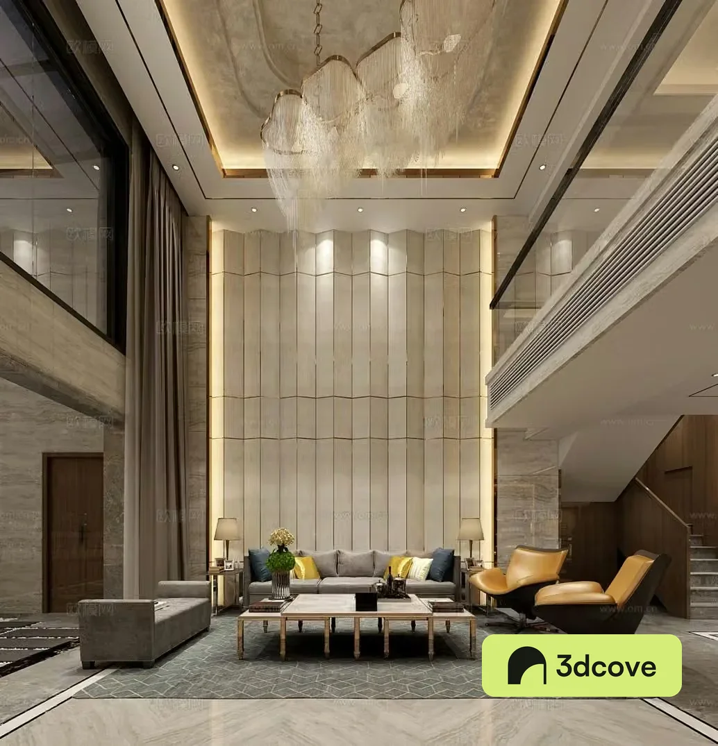 Modern villa living room villa lobby