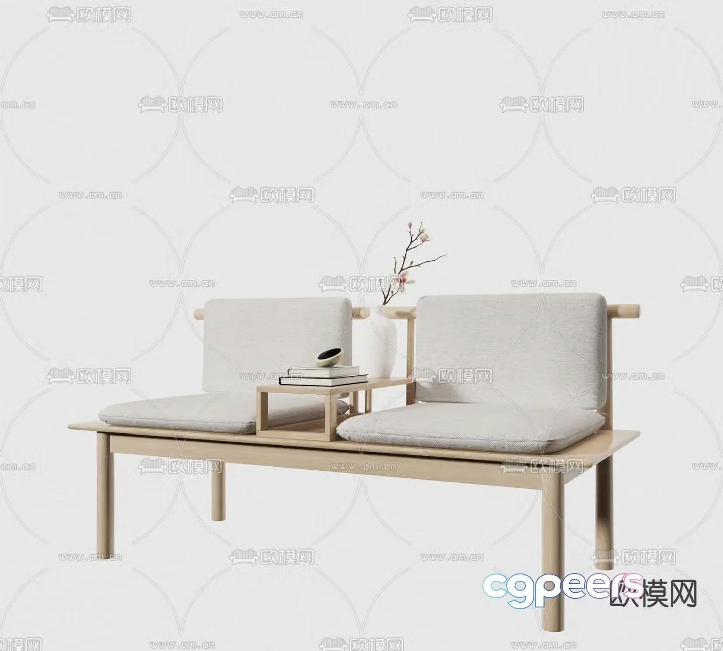 New Chinese style sofa double sofa 3d model