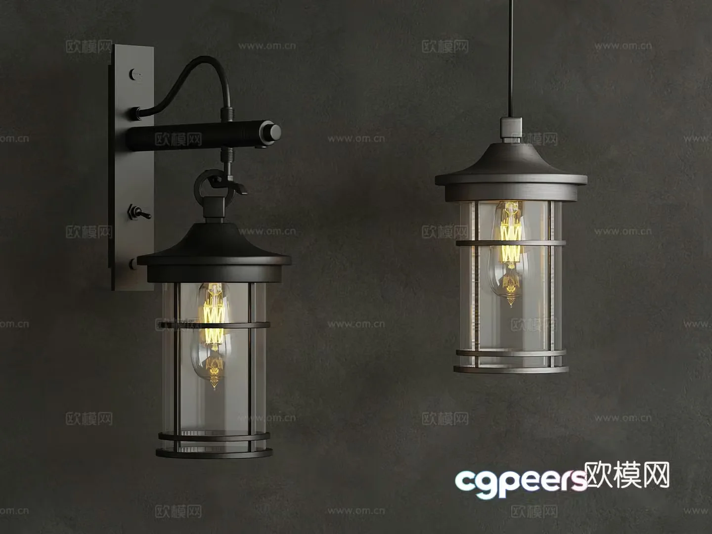 Chandelier Industrial style chandelier Wall lamp 3d model
