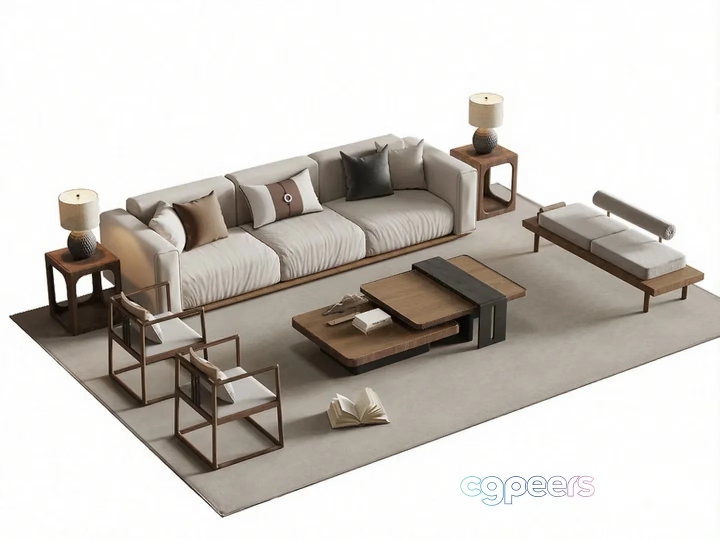 A Modern Living Room 3D Model – 19496 – VRAY Render