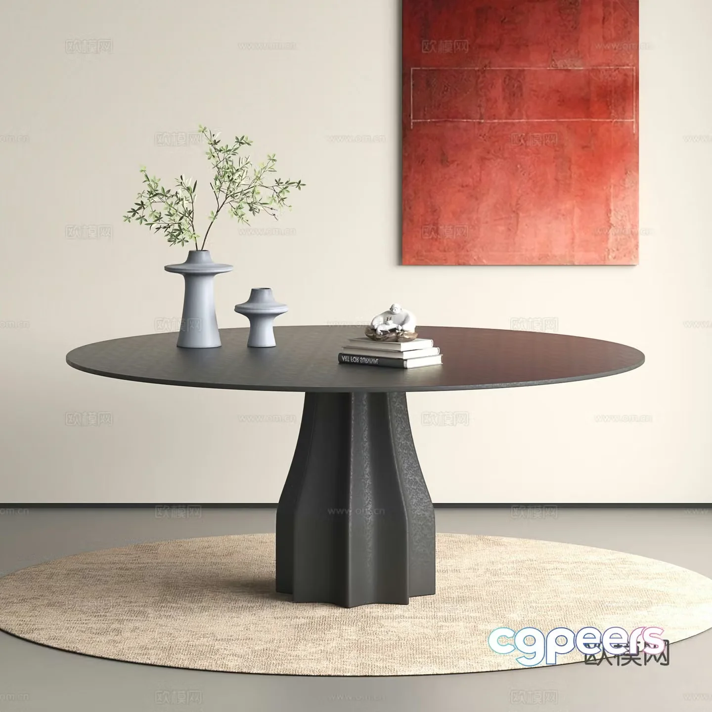Modern dining table round table 3d model