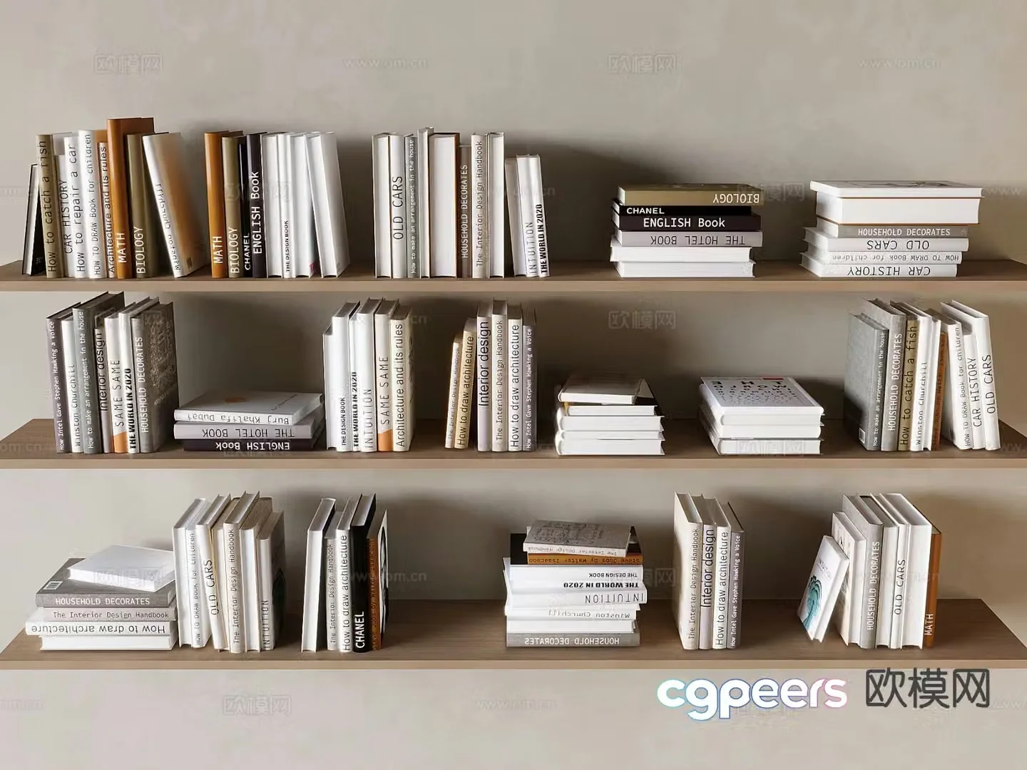 Books book ornaments bookshelf laminate bookshelf 3D model