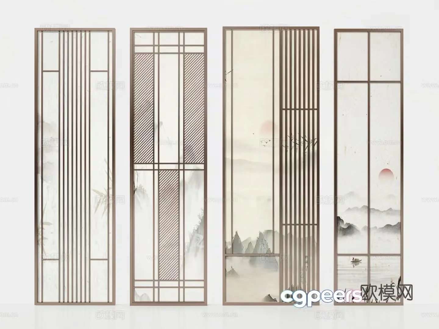 New Chinese style landscape partition 3D model