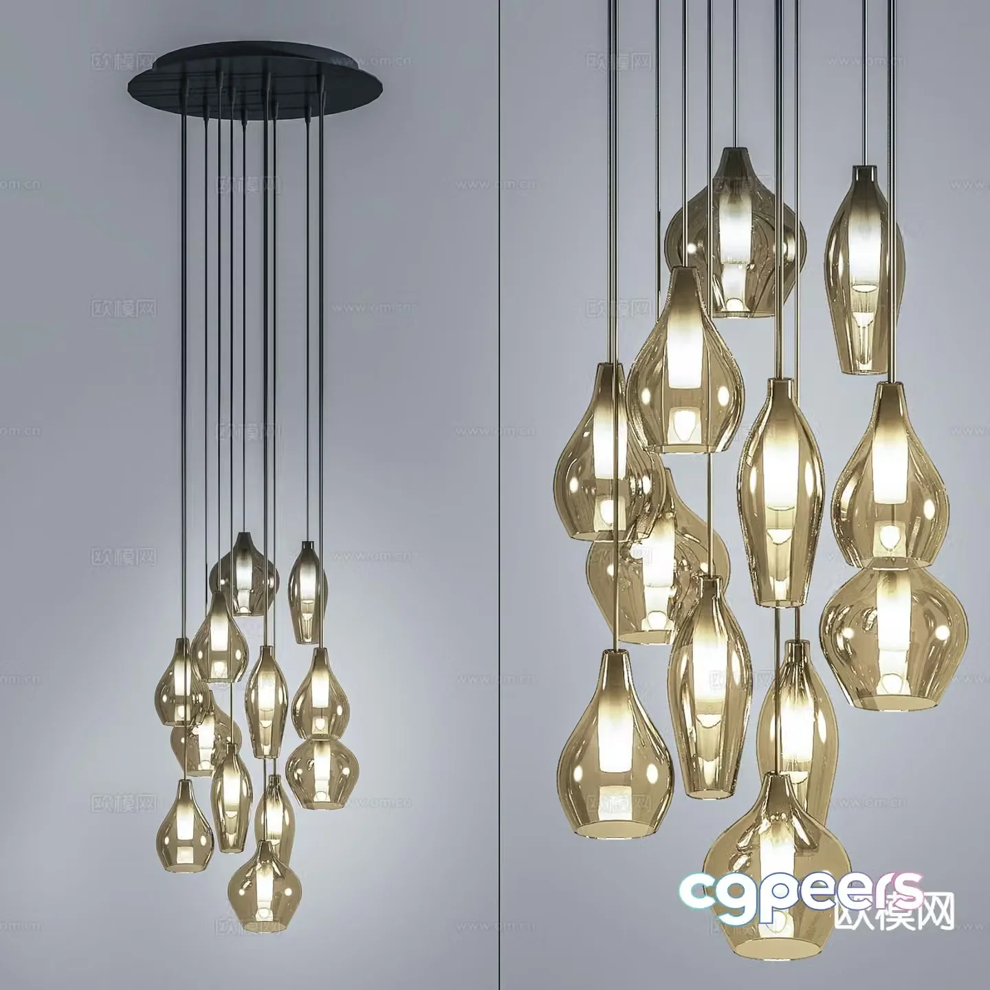 Modern glass chandelier 3d model