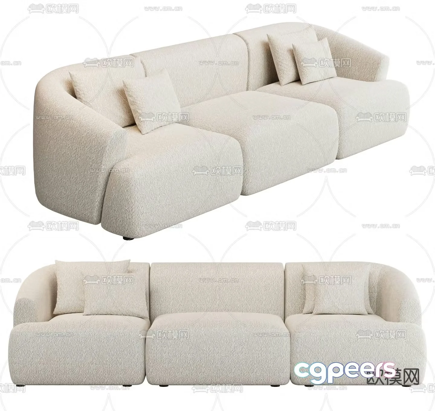 Arcolor three-person sofa multi-person sofa 3d model