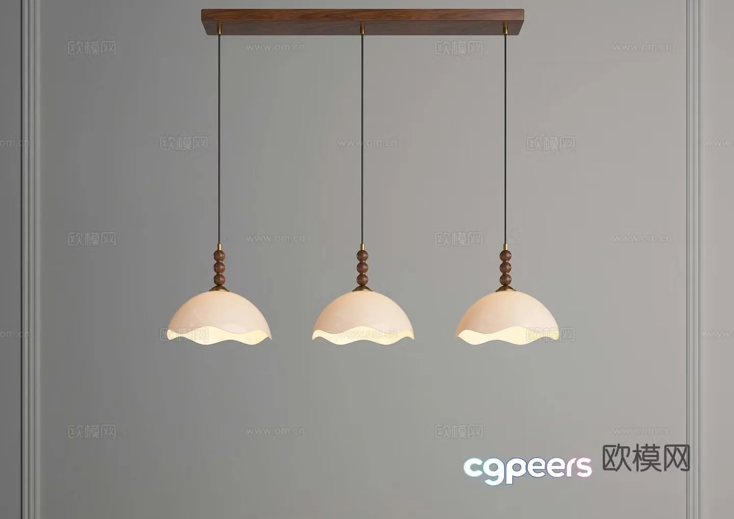 Three-head chandelier Restaurant chandelier Medium chandelier French chandelier Bauhaus chandelier 3D model