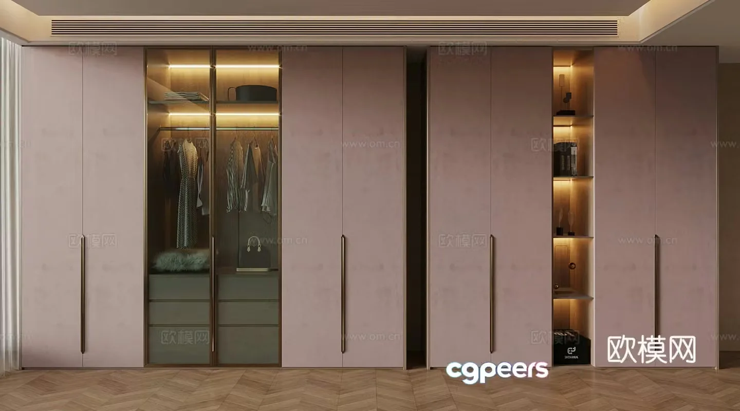 French Wasabi Wardrobe Master bedroom wardrobe Bedroom wardrobe Glass wardrobe Customized wardrobe 3D model