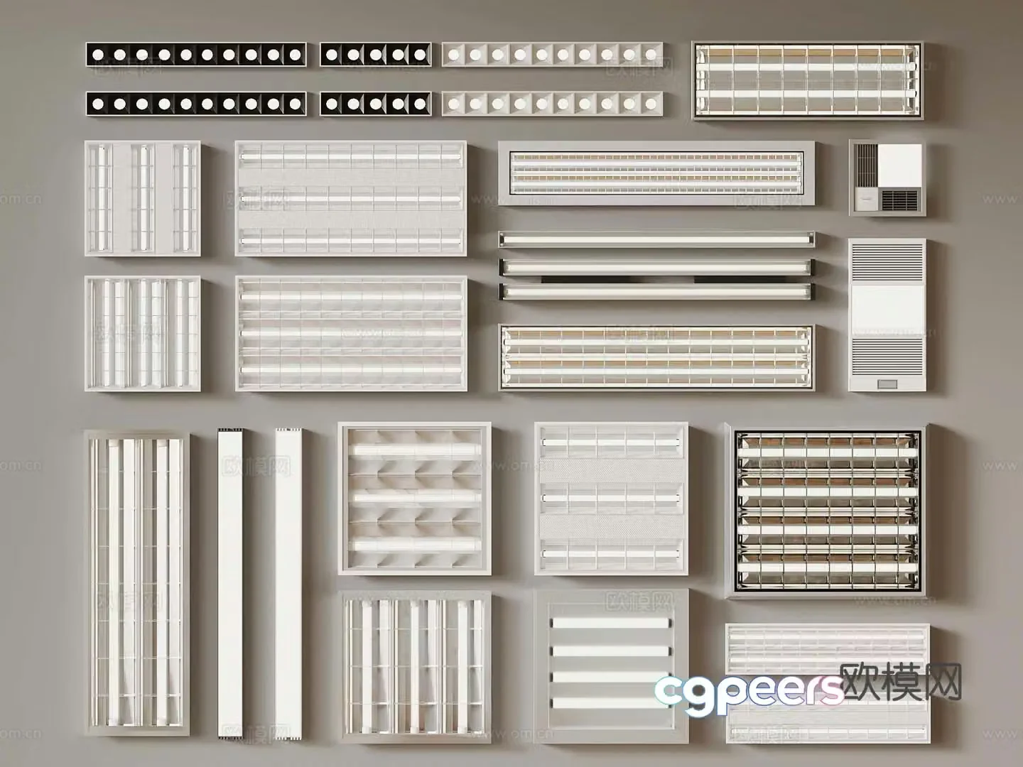 Modern grille lights long strip lights bathroom heater 3d model