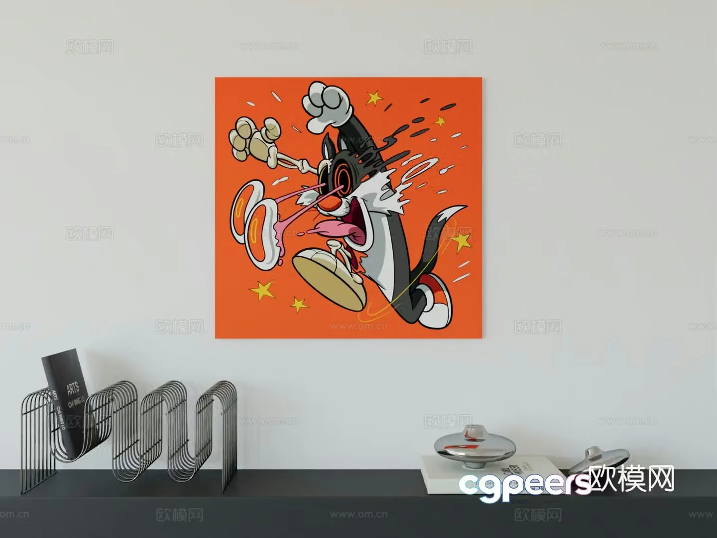 Modern minimalist cute cartoon character boy room girl room hanging painting 3d model
