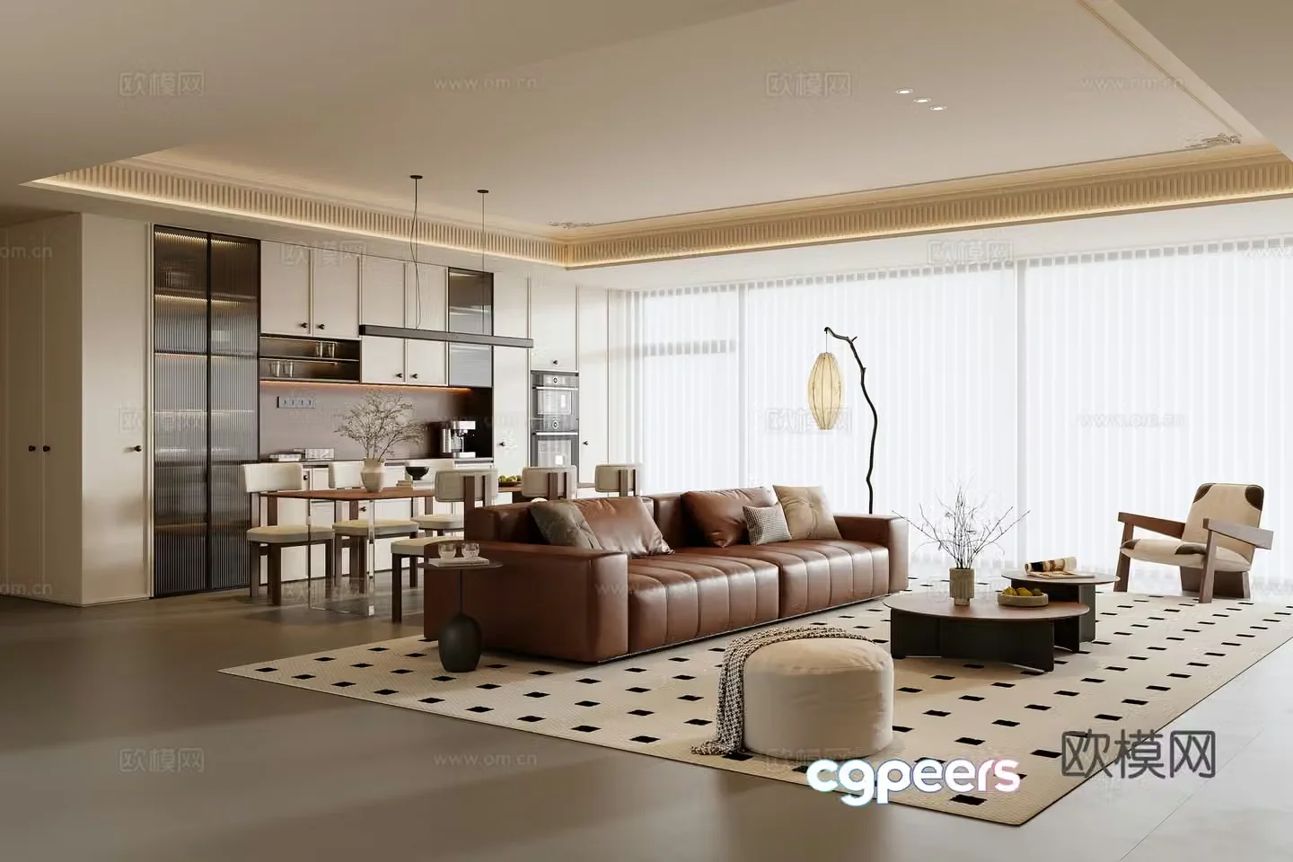 3D model of medieval style living room restaurant