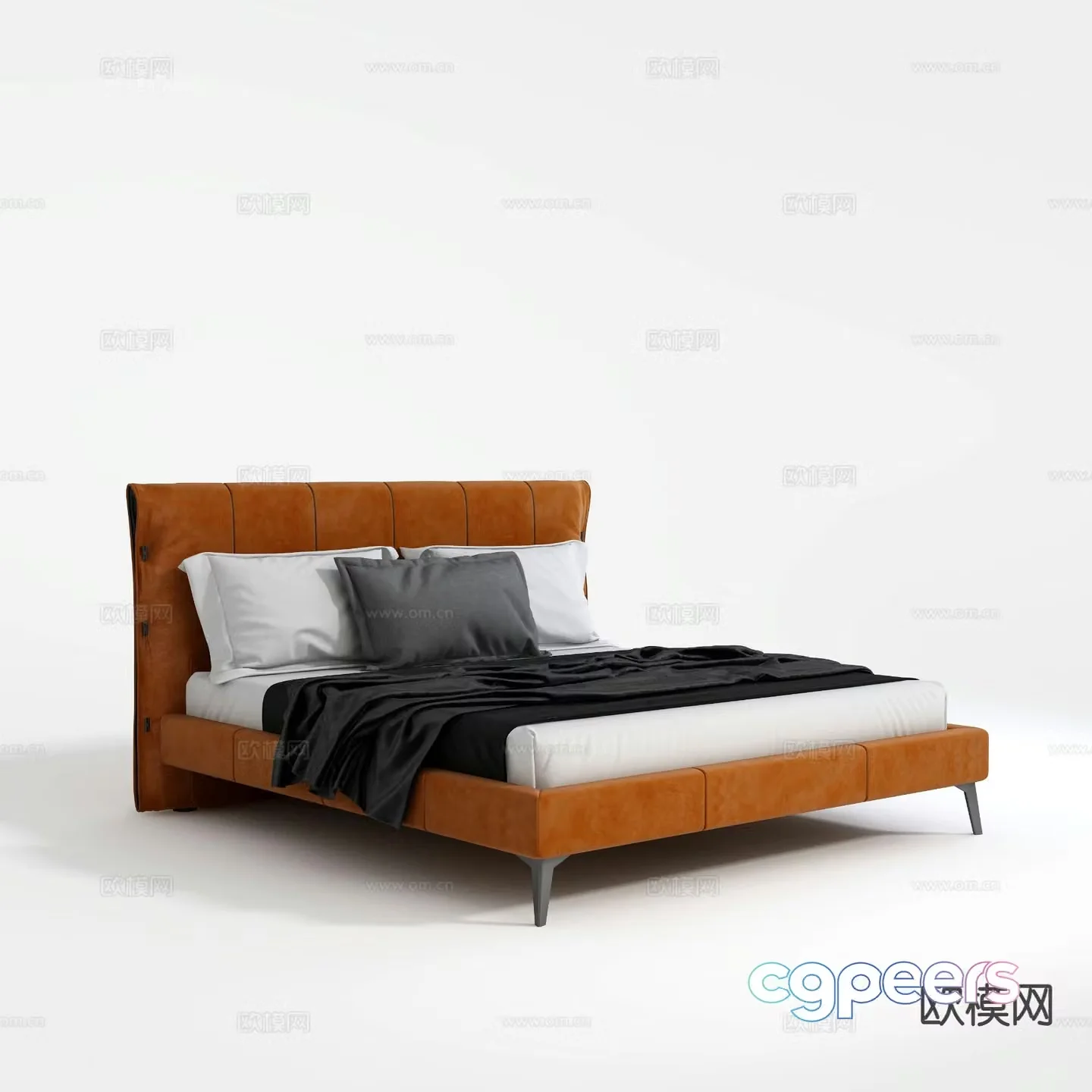 Modern double bed 3d model