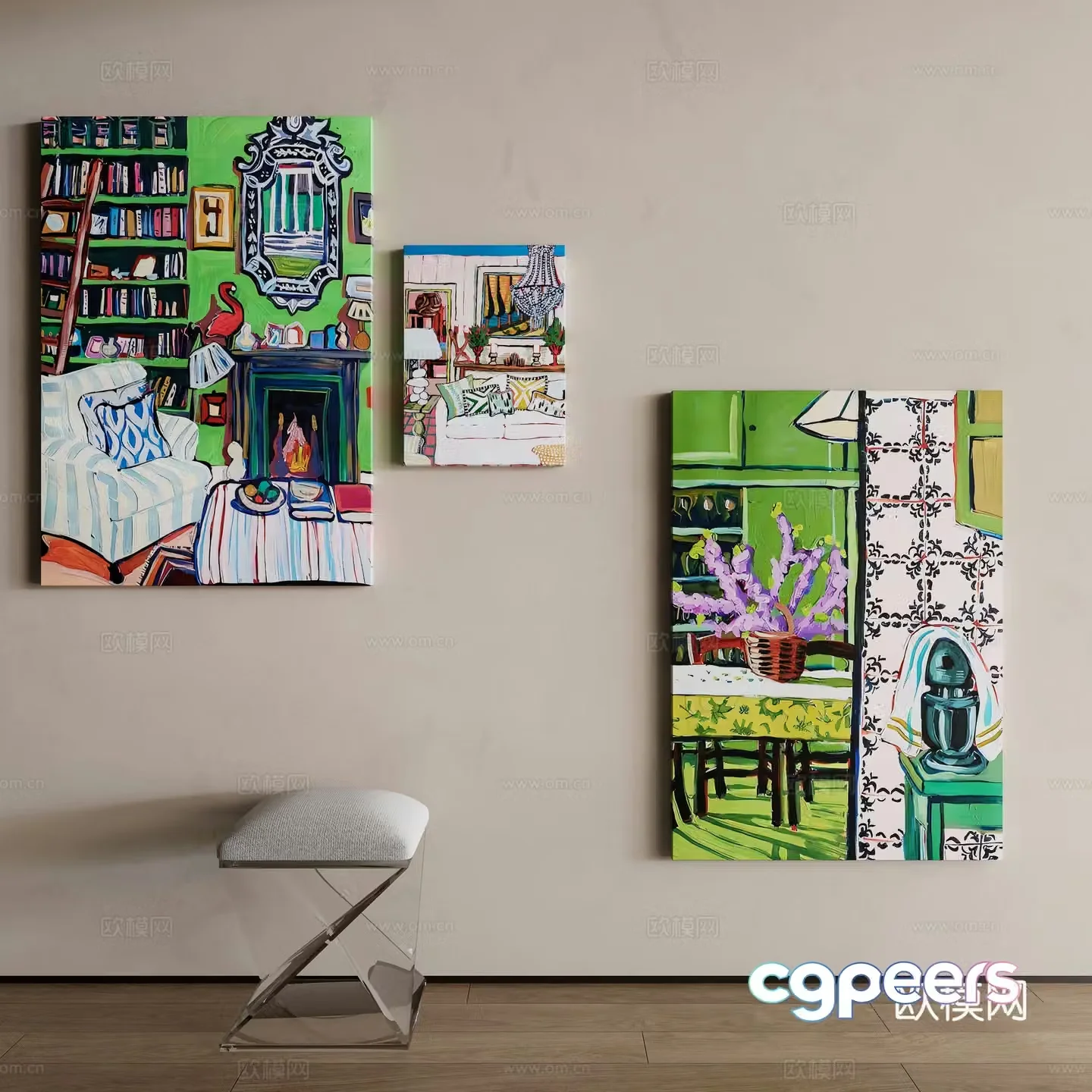 French oil painting decorative painting 3d model