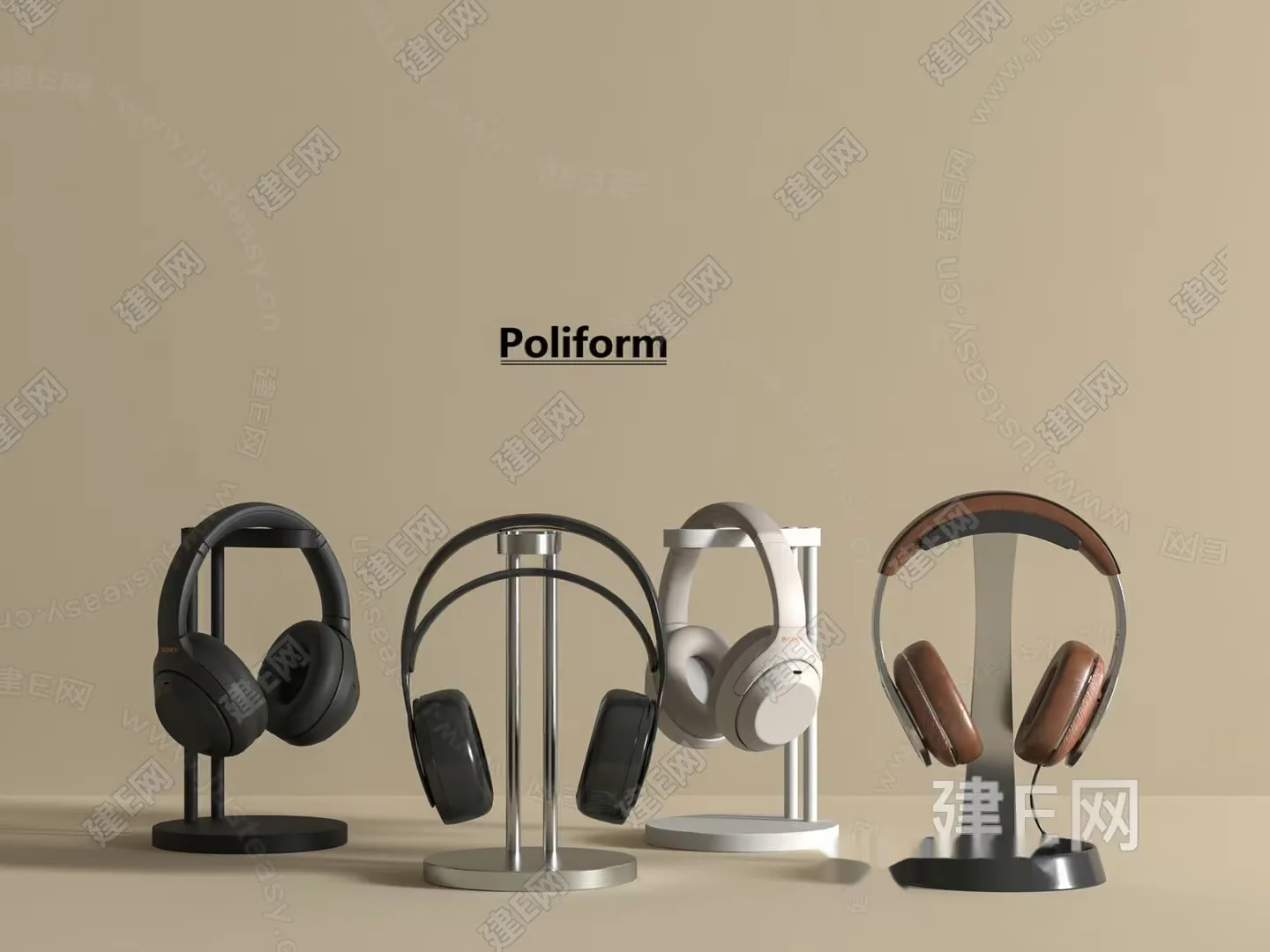 Headphones On Stands 3D Model – 21017 – VRAY Render