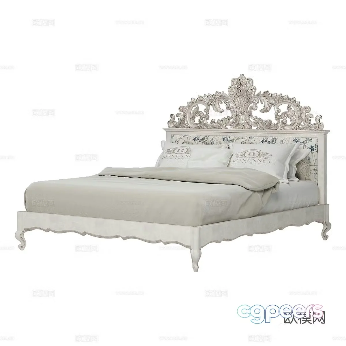 French simple double bed Double bed Simple bed Bed Bedroom bed 3D model