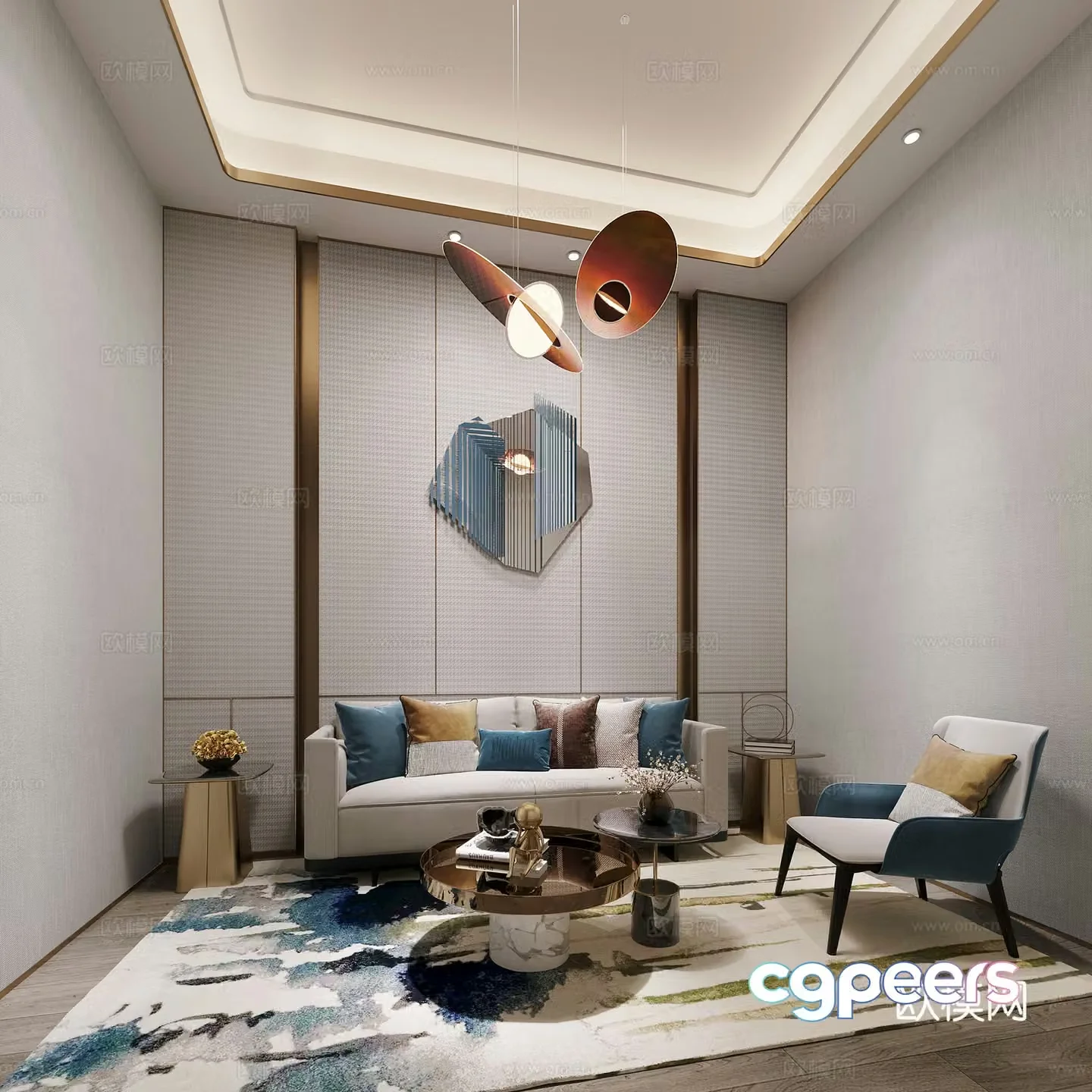 Light luxury reception room reception room 3D model