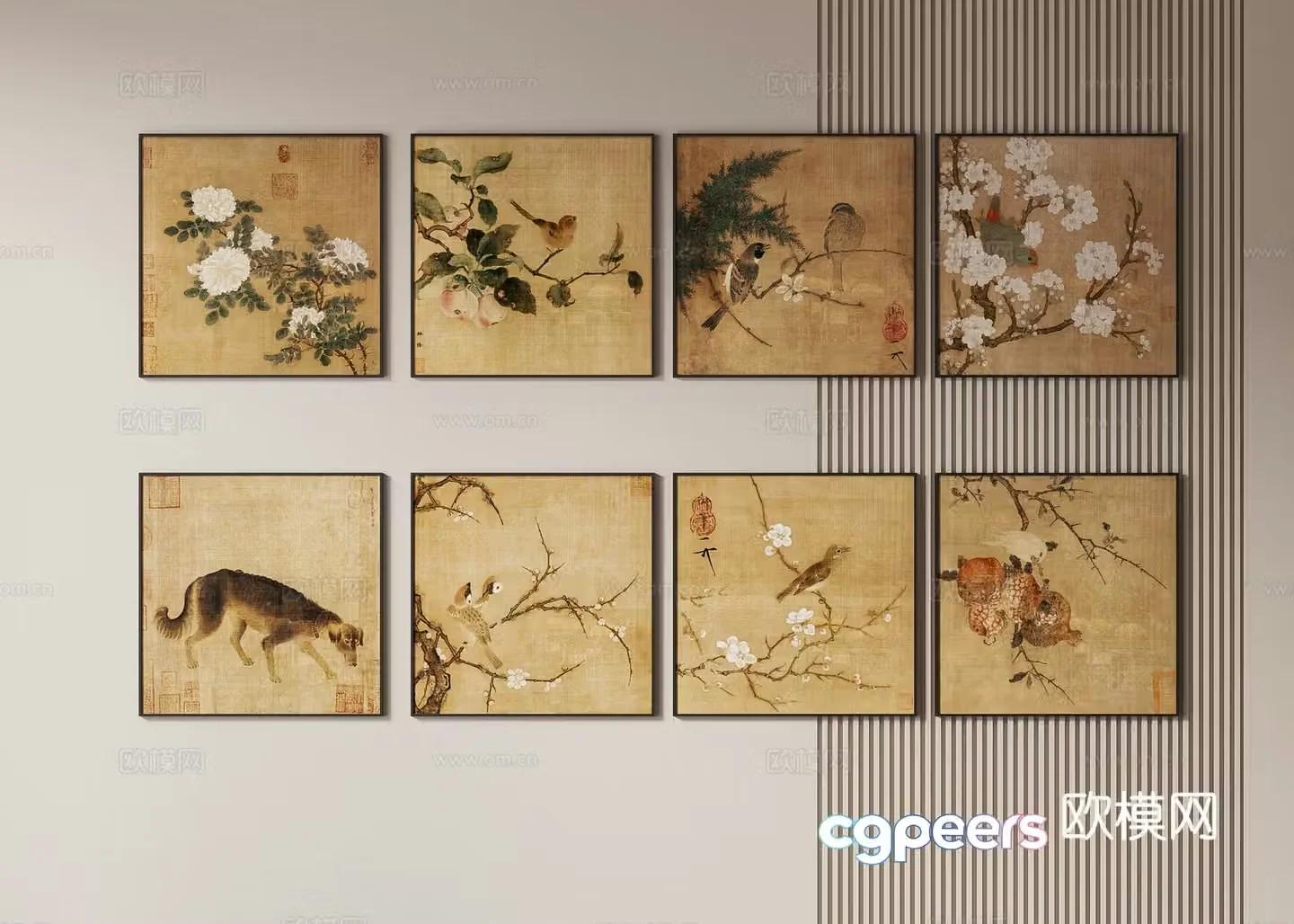 New Chinese style hanging paintings ancient paintings Zen hanging paintings 3D model