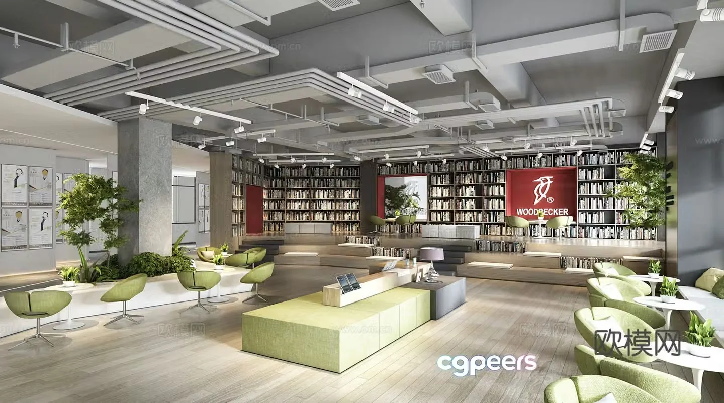Modern library 3d model