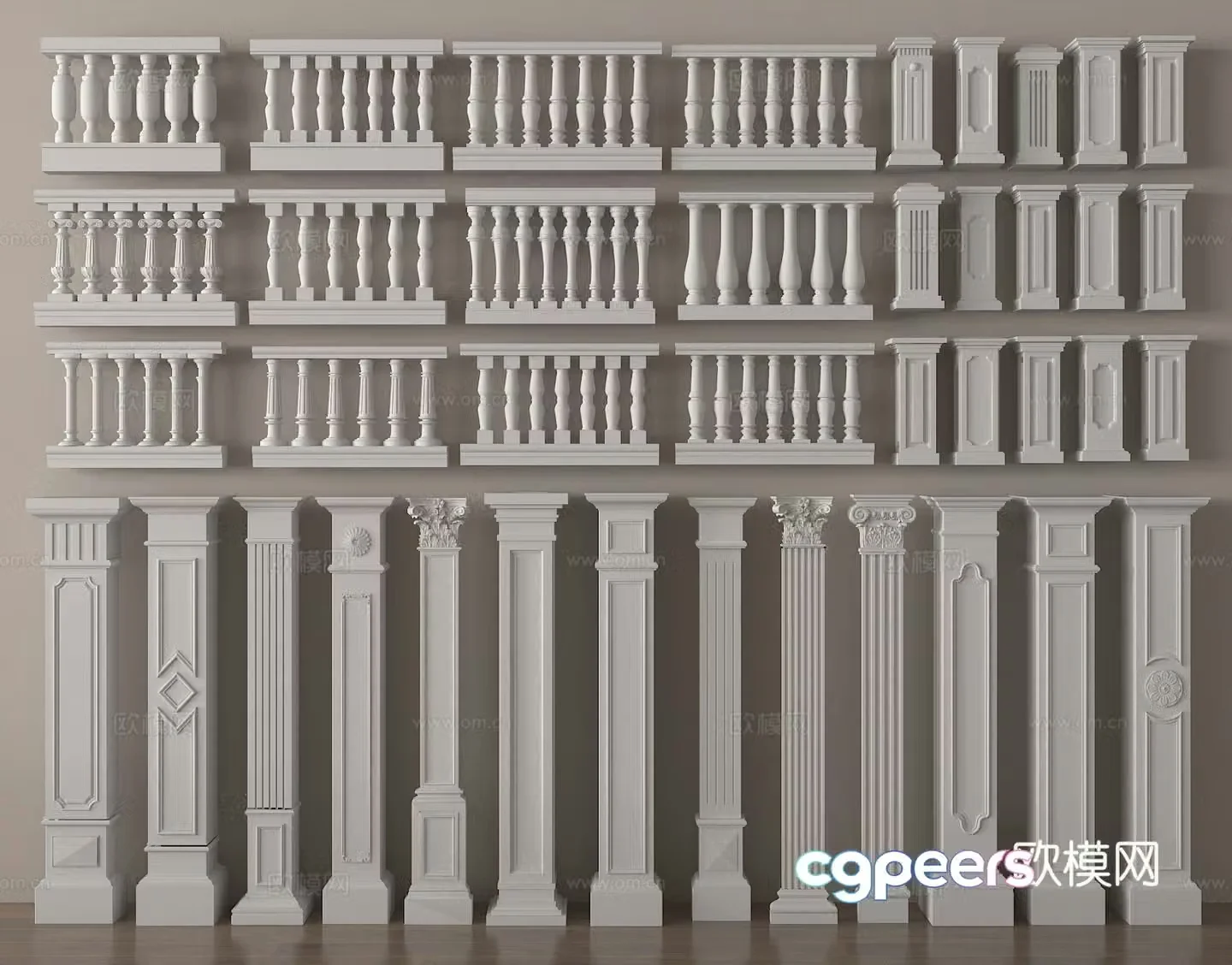 Roman column gypsum column cylinder square pile Roman column railing Vase column railing 3d model