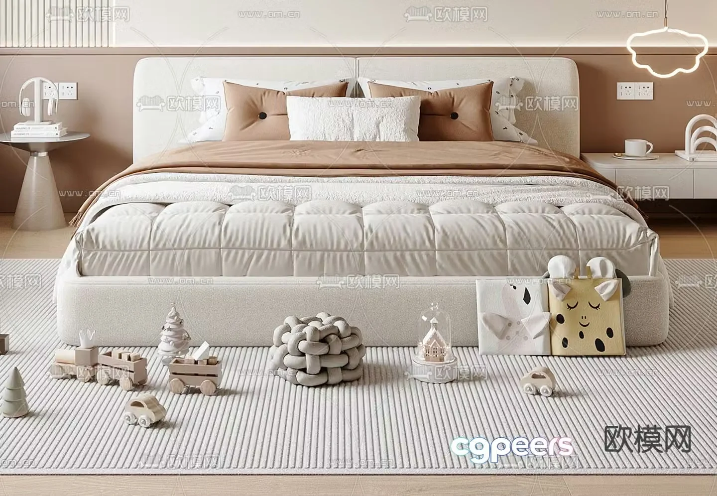 Modern children’s bed double bed 3d model