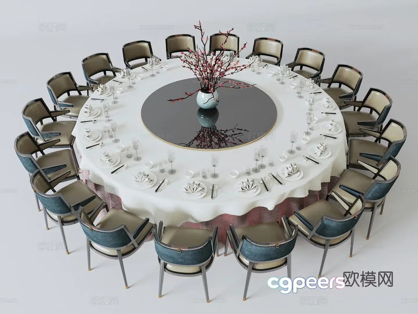 New Chinese style large round table 3D model