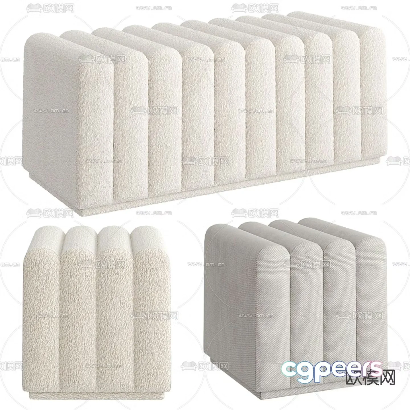 Eichholtz cream style stool sofa stool footrest 3d model
