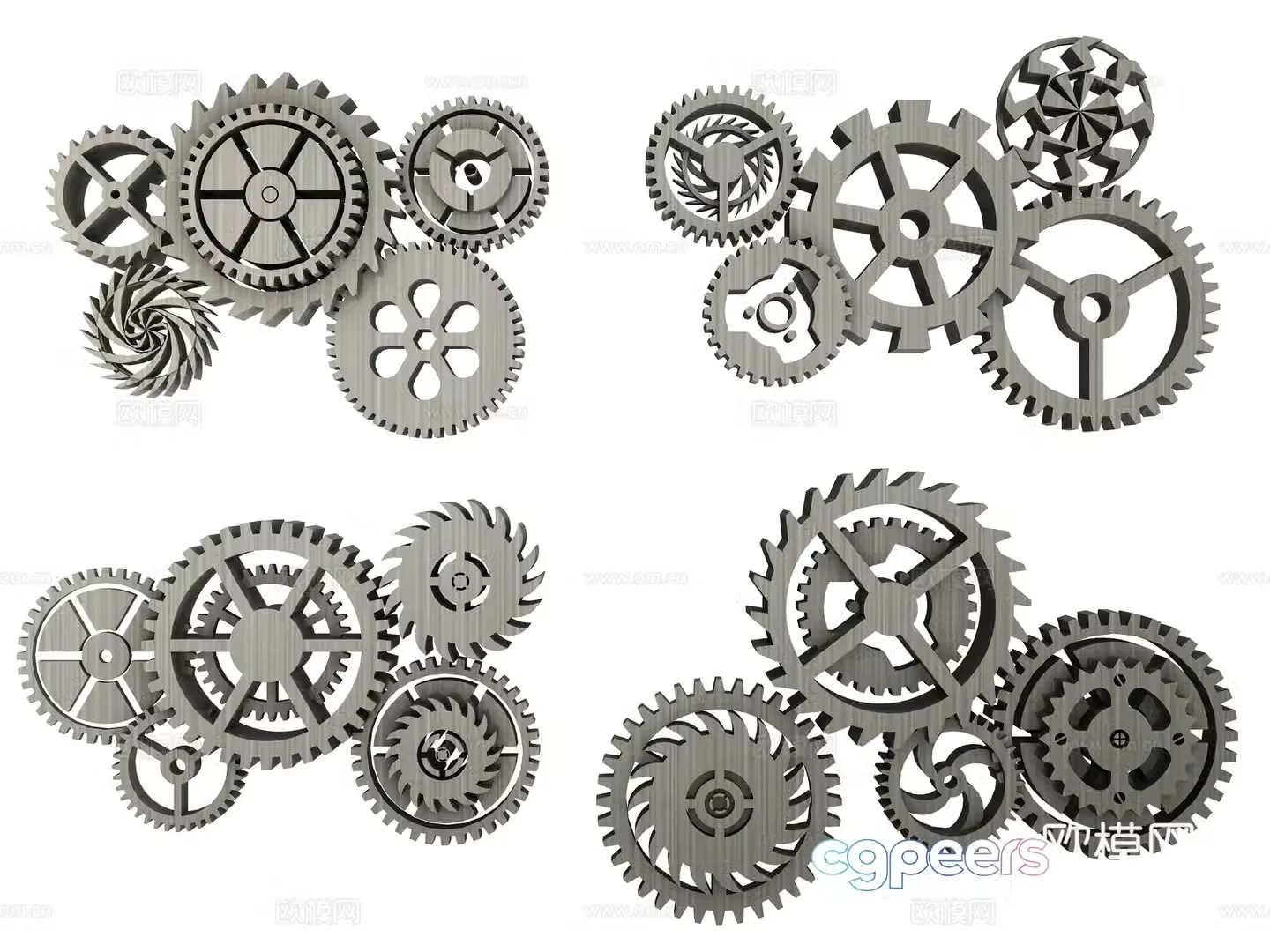 Hardware gear combination mechanical gear industrial gear technology gear pinion gear machinery 3d model