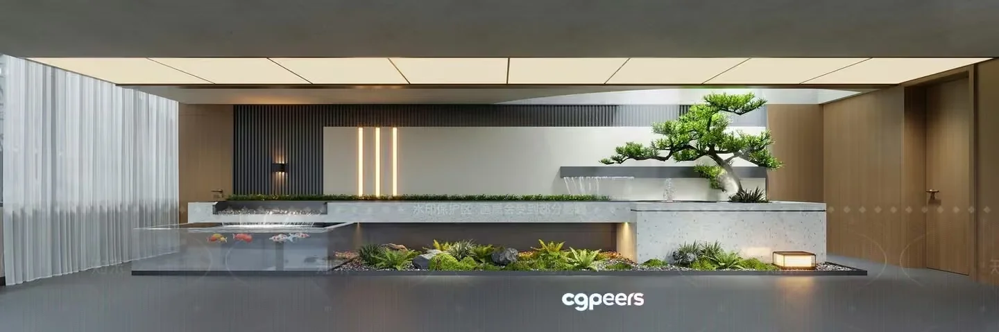 Modern Zen Garden 3D Model – 9862 – VRAY Render