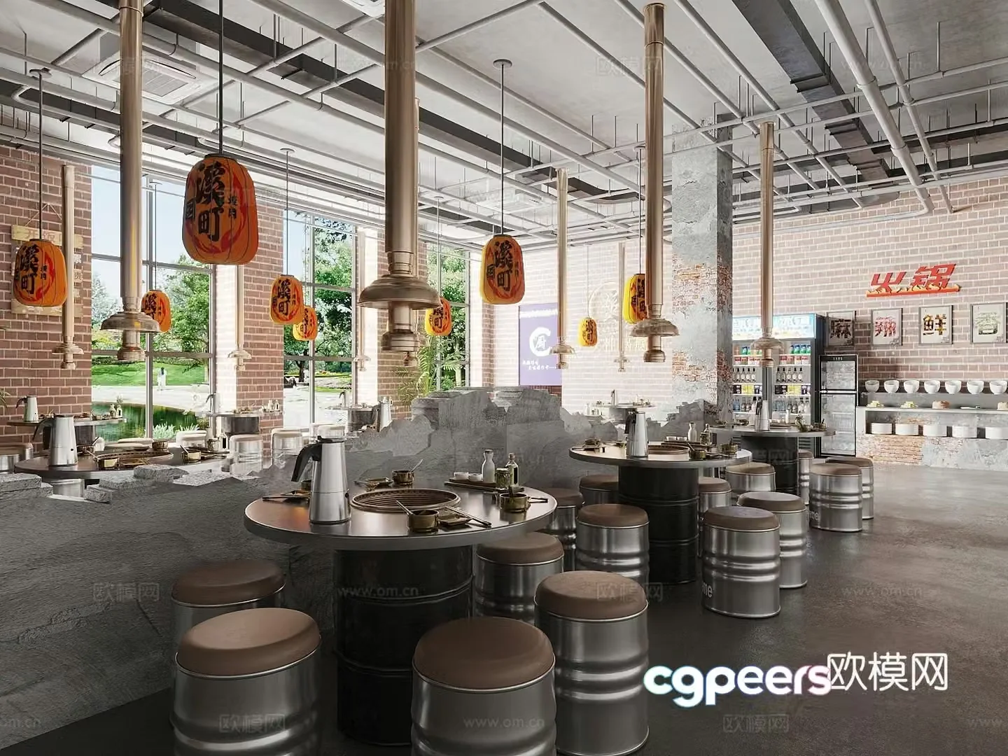 Modern barbecue restaurant barbecue restaurant 3d model