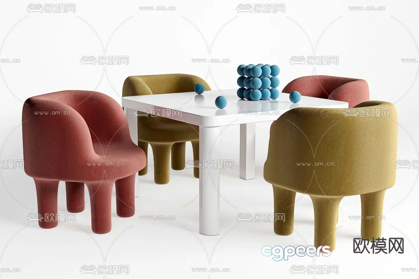 Modern children’s table and chair 3d model