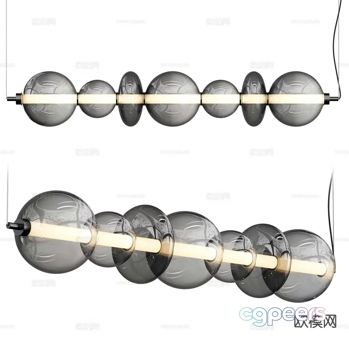 Modern glass chandelier 3d model